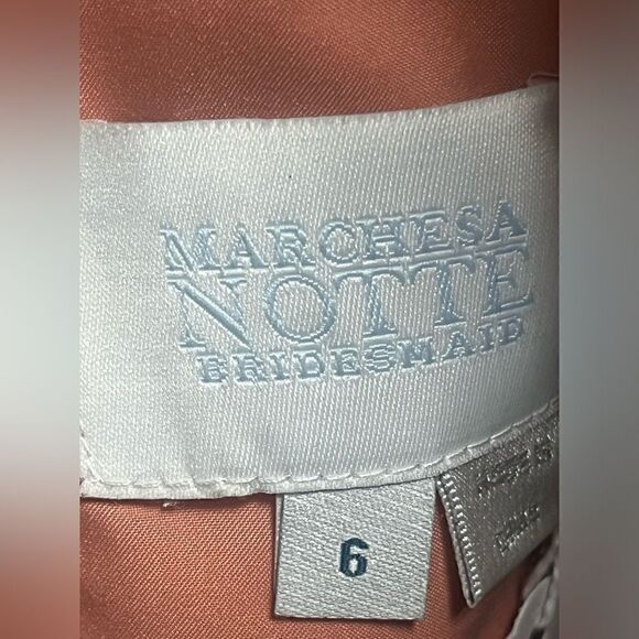 Marchesa Notte Coral Sleeveless Ruffle Floral appliqué Dress. - Picture 5 of 5